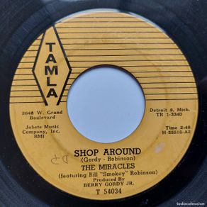 Discos de vinil: THE MIRACLES - 45 USA - SHOP AROUND * Tamla Motown * ESCUCHA !!!